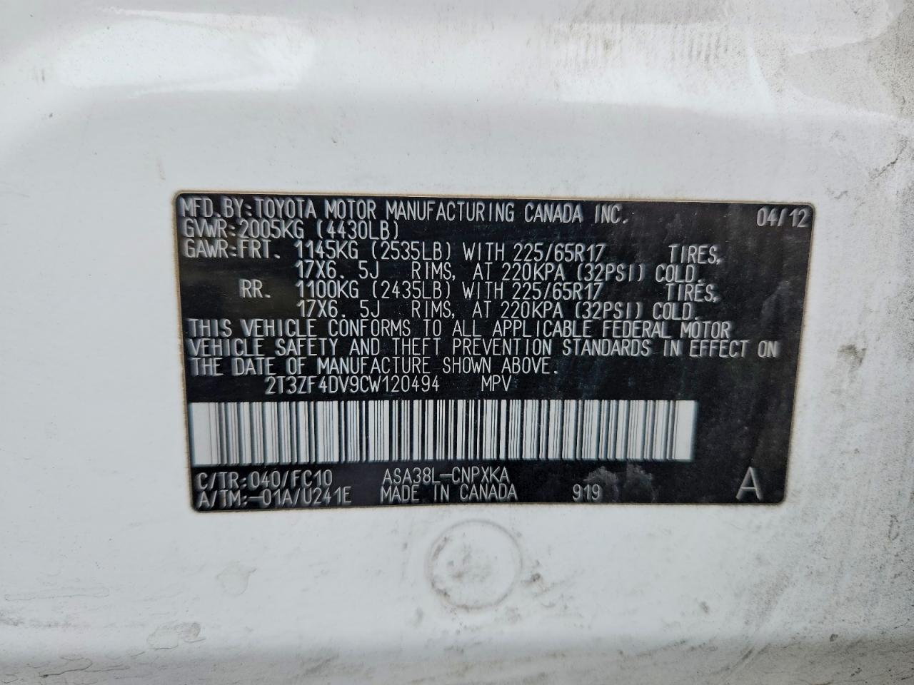 2012 TOYOTA RAV4
