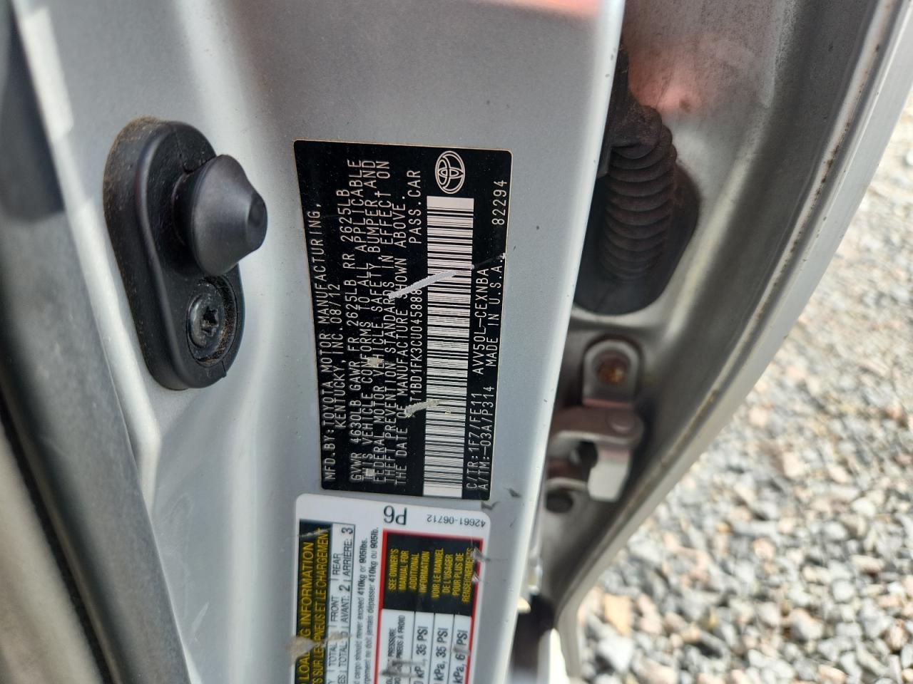 2012 TOYOTA CAMRY SOLA