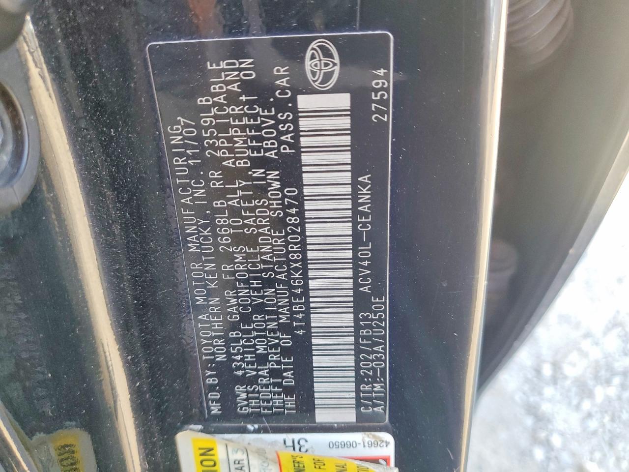 2008 TOYOTA CAMRY