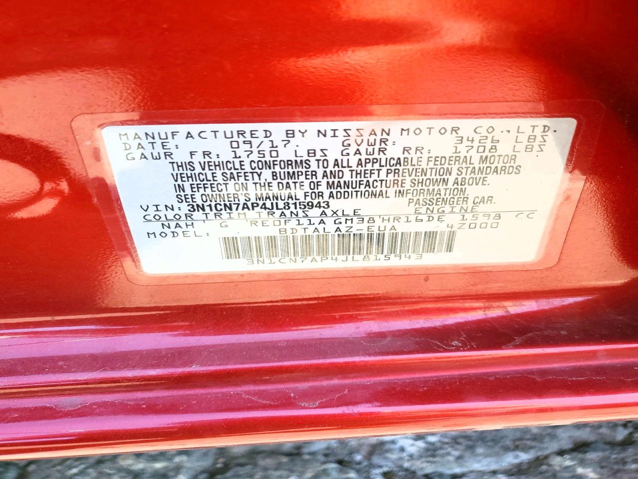 2018 NISSAN VERSA