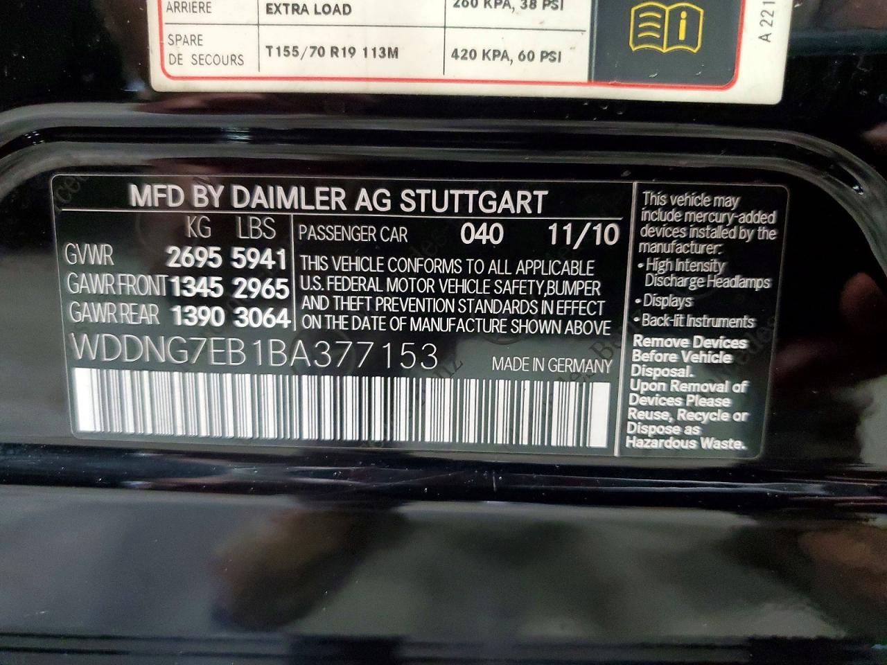 2011 MERCEDES BENZ S-CLASS