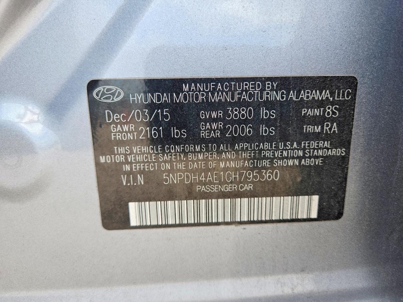 2016 HYUNDAI ELANTRA