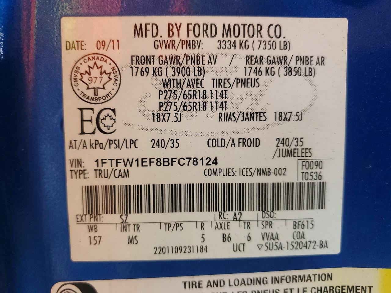 2011 FORD F150