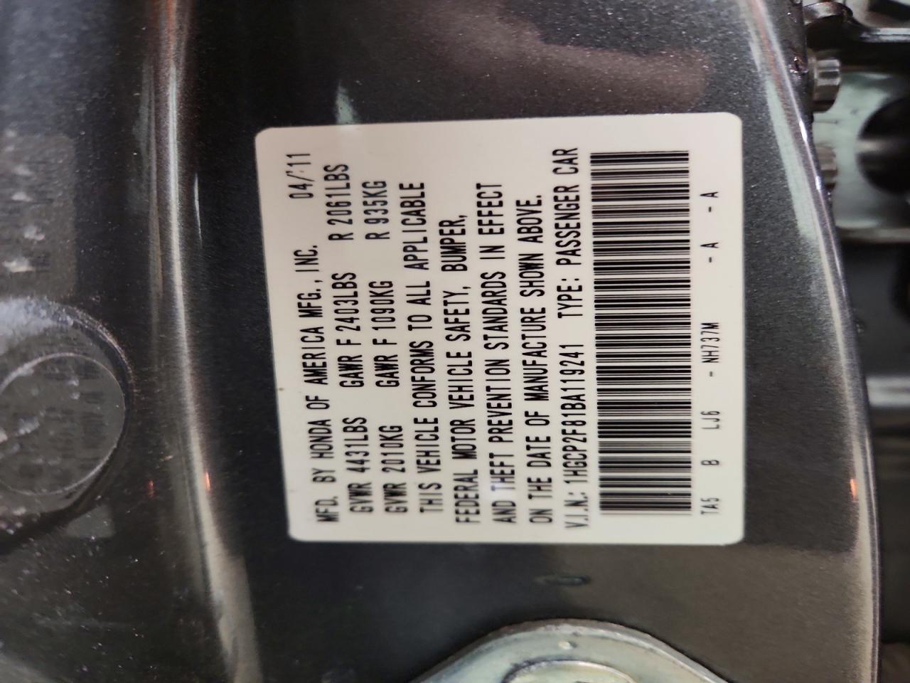 2011 HONDA ACCORD