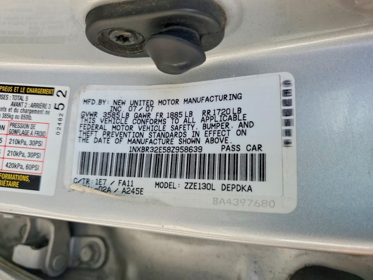 2008 TOYOTA COROLLA