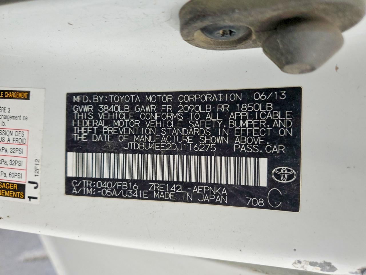 2013 TOYOTA COROLLA