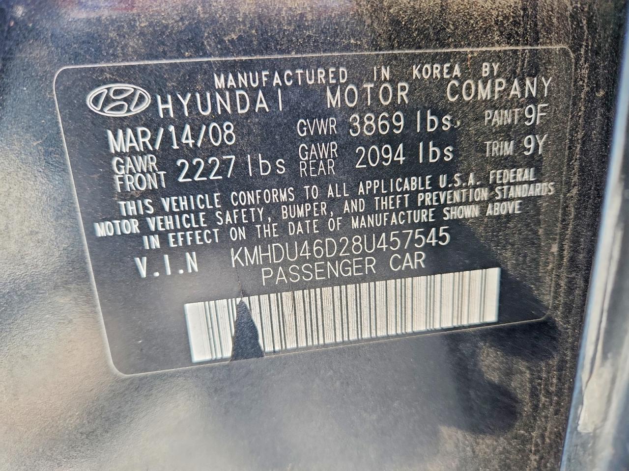 2008 HYUNDAI ELANTRA