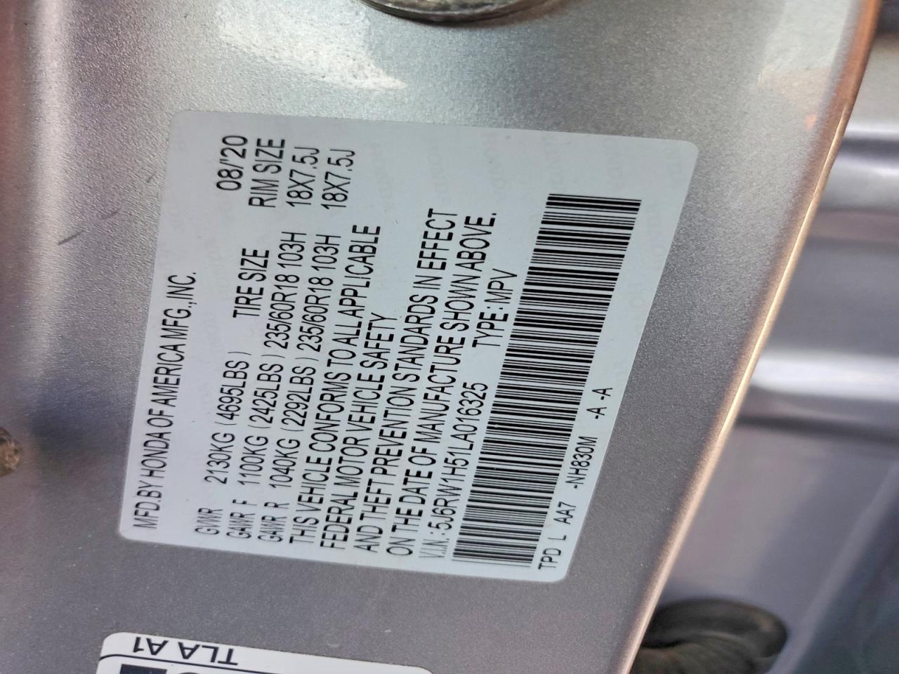2020 HONDA CRV