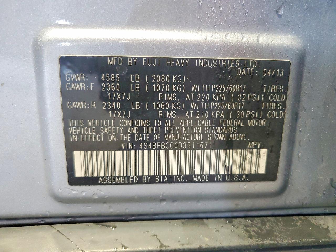 2013 SUBARU OUTBACK