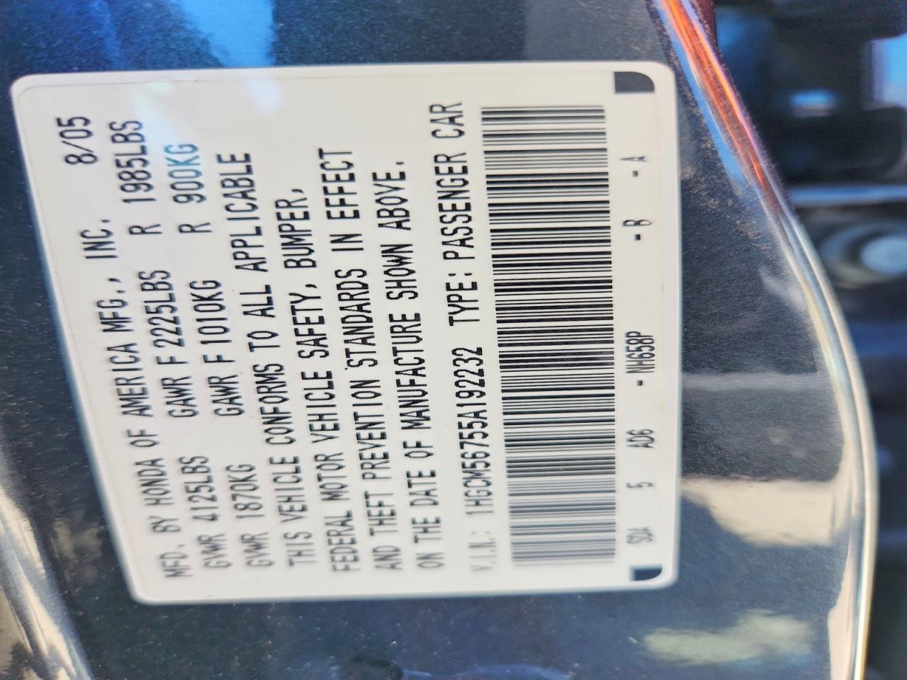 2005 HONDA ACCORD