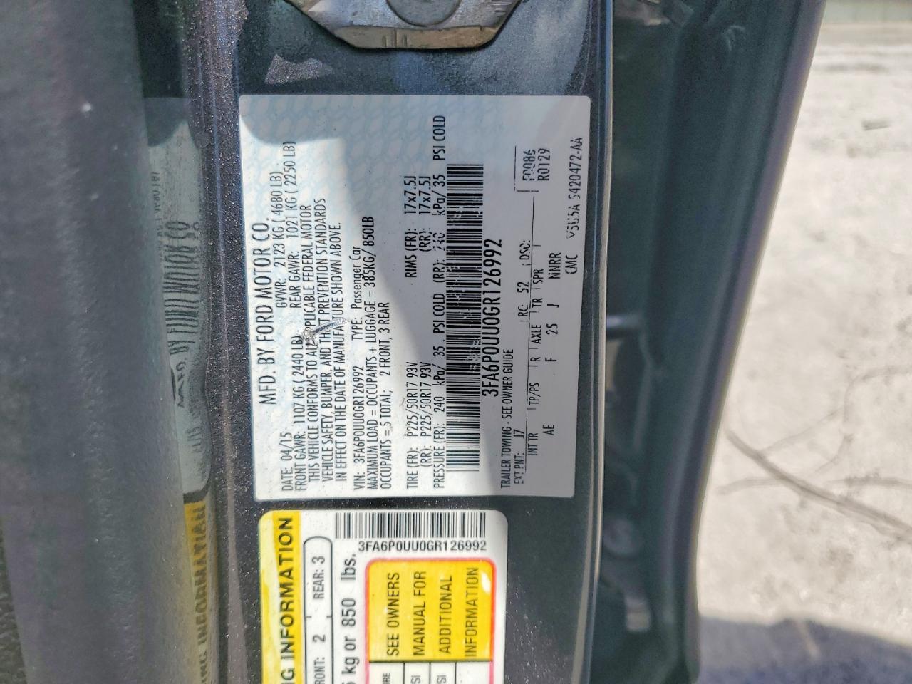 2016 FORD FUSION