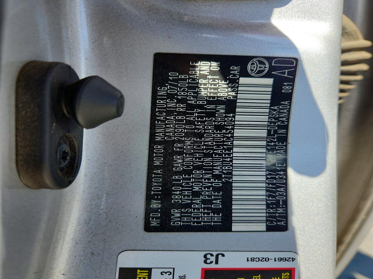 2010 TOYOTA COROLLA
