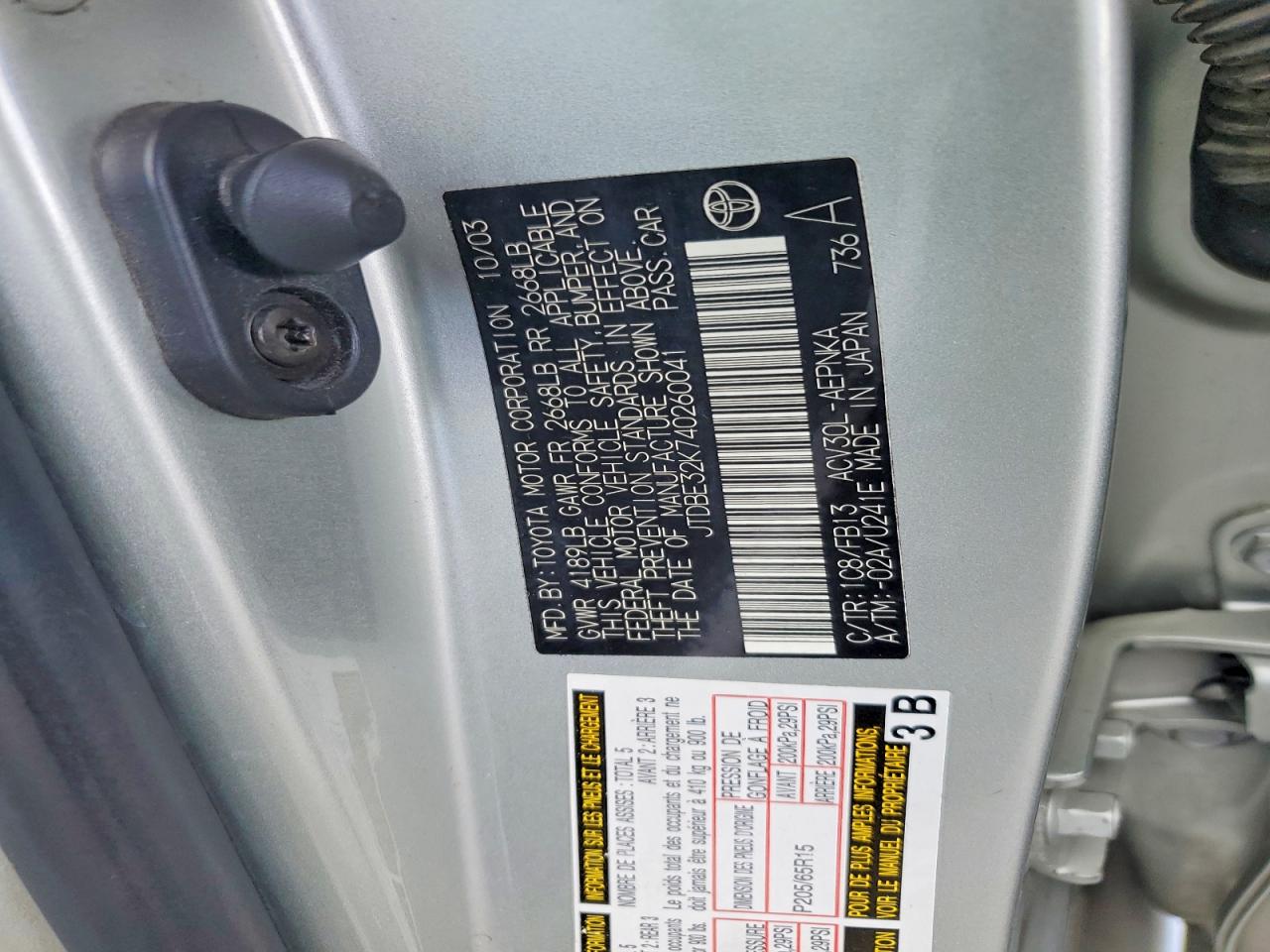 2004 TOYOTA CAMRY