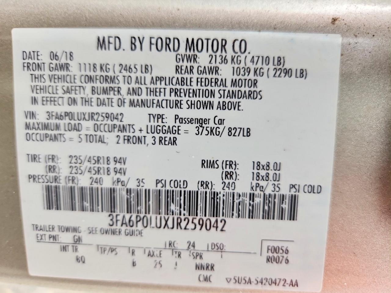 2018 FORD FUSION