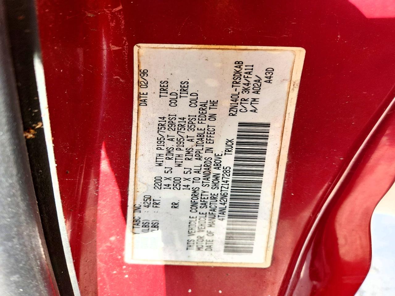 1996 TOYOTA TACOMA