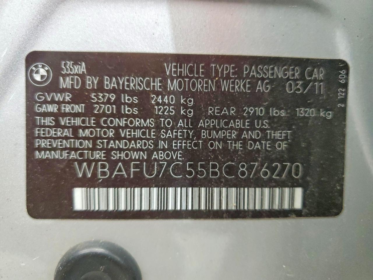 2011 BMW 5 SERIES