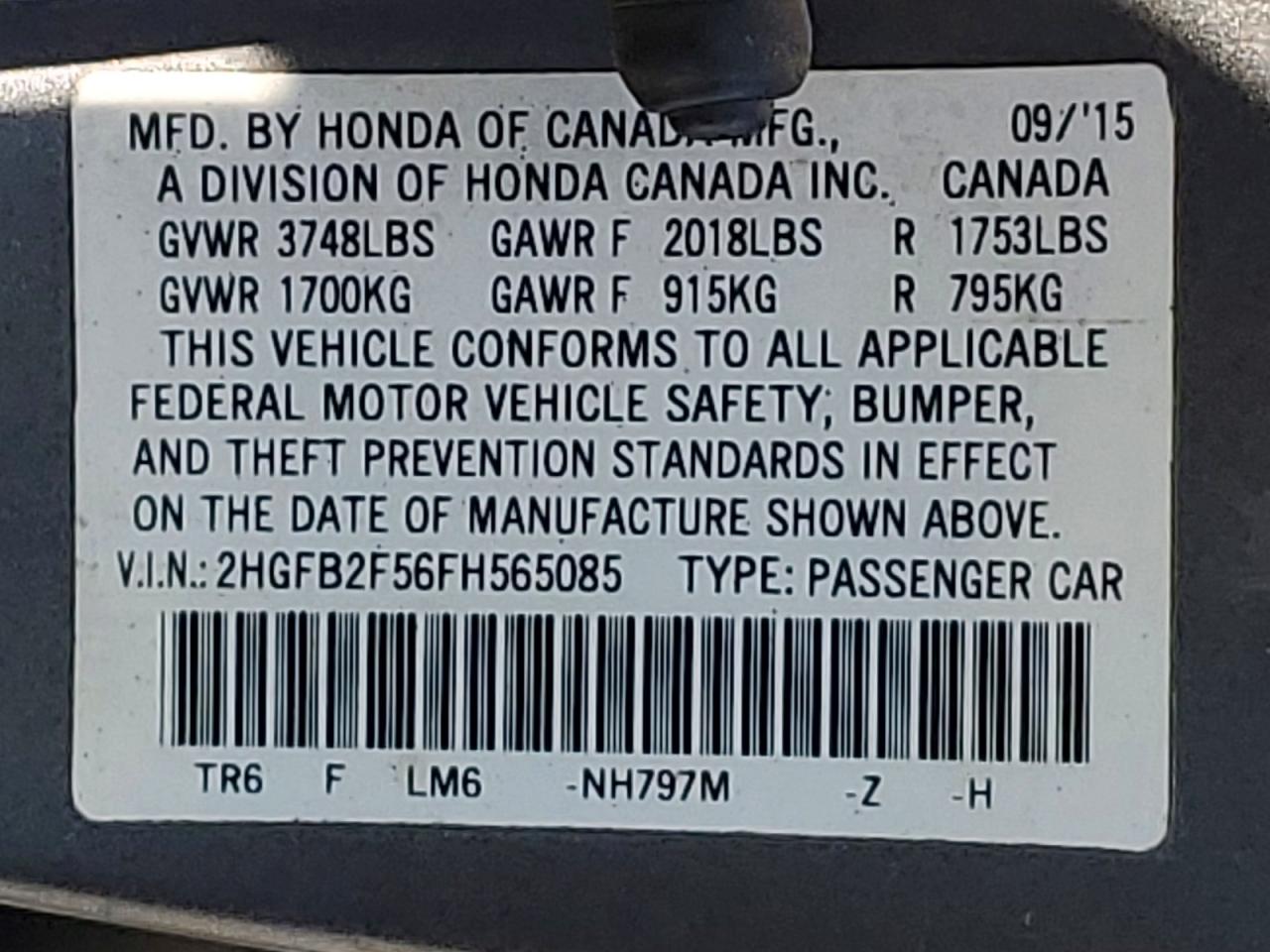 2015 HONDA CIVIC