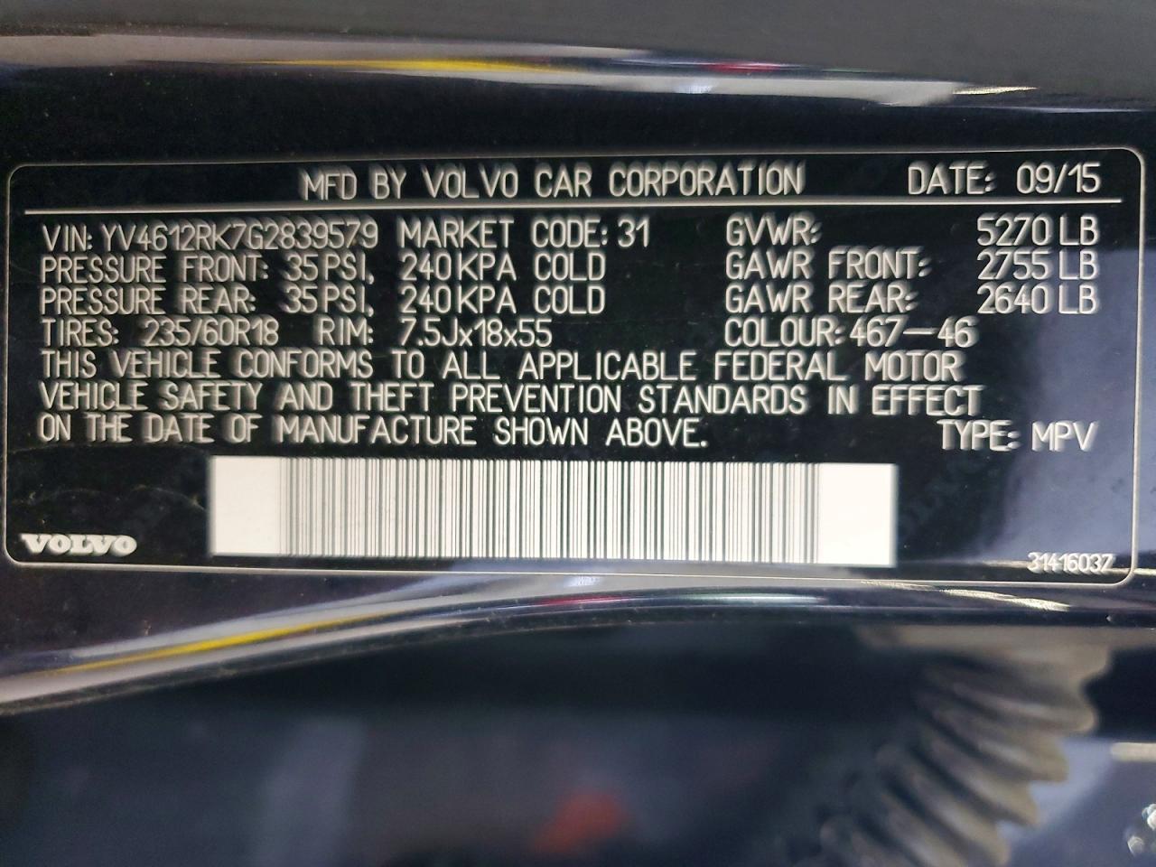 2016 VOLVO XC60