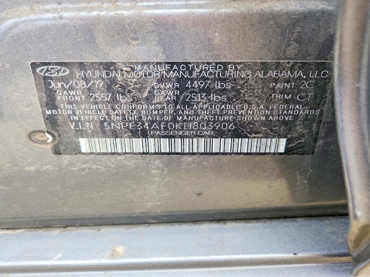 2019 HYUNDAI SONATA