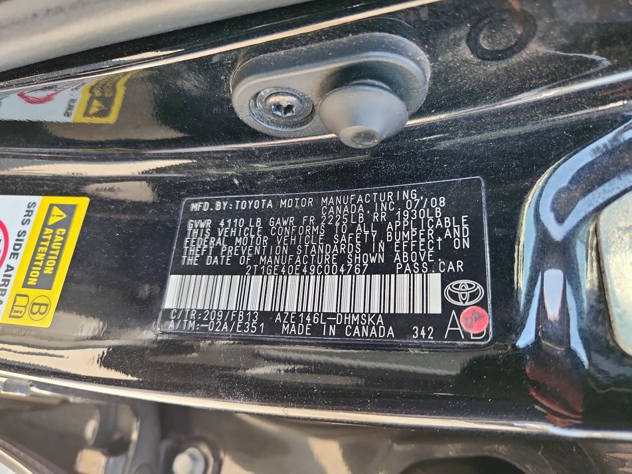 2009 TOYOTA COROLLA