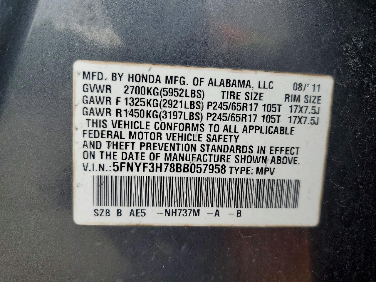 2011 HONDA PILOT