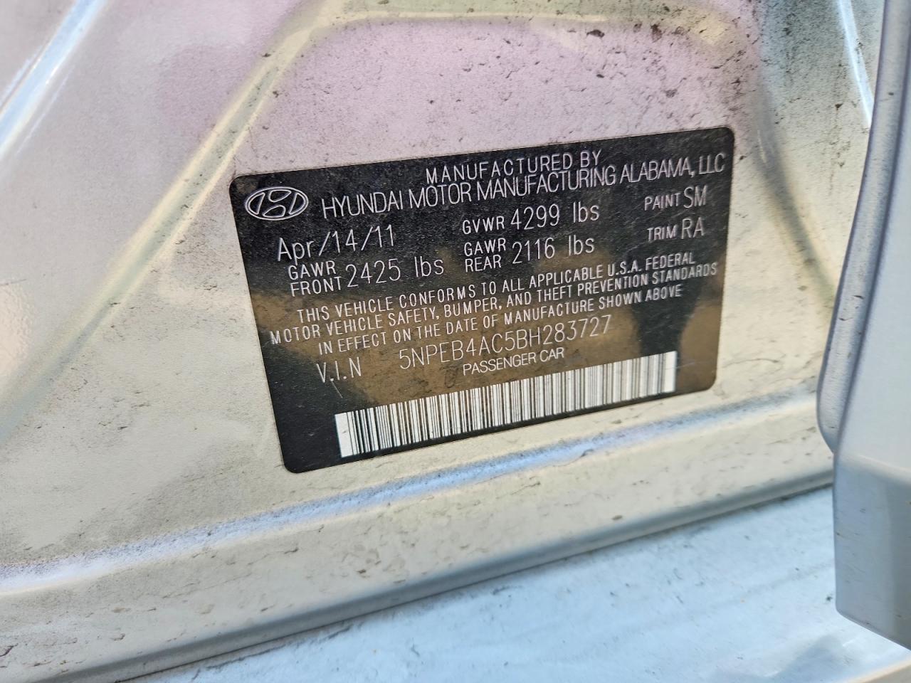 2011 HYUNDAI SONATA