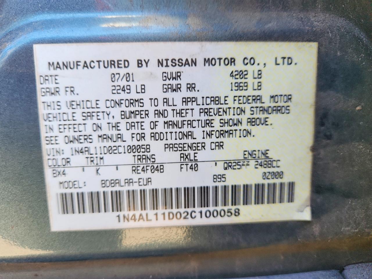 2002 NISSAN ALTIMA