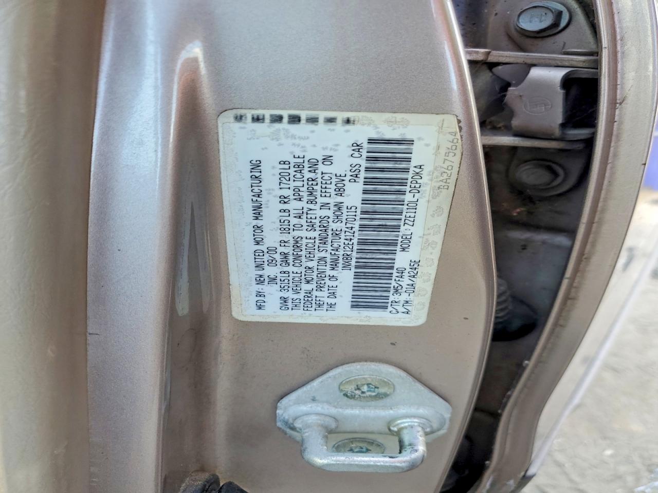 2001 TOYOTA COROLLA
