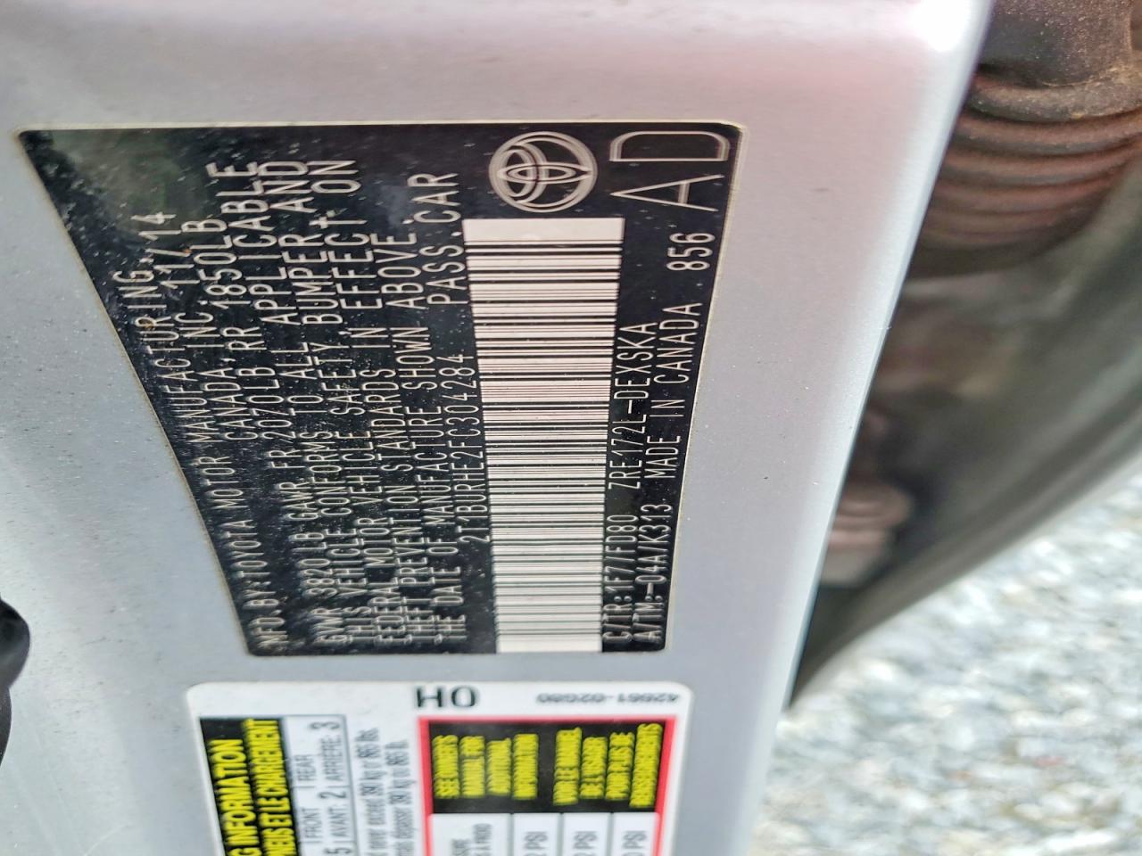 2015 TOYOTA COROLLA