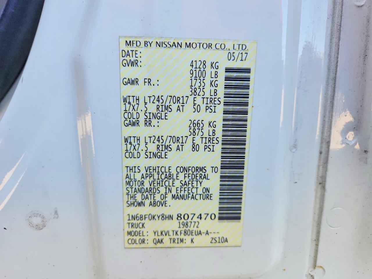 2017 NISSAN NV