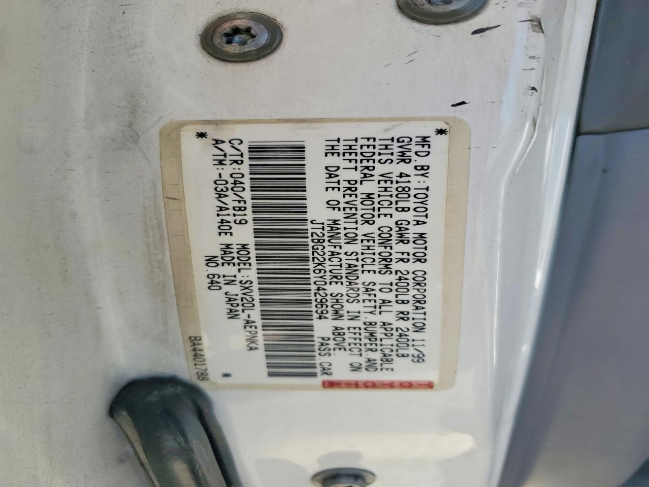 2000 TOYOTA CAMRY