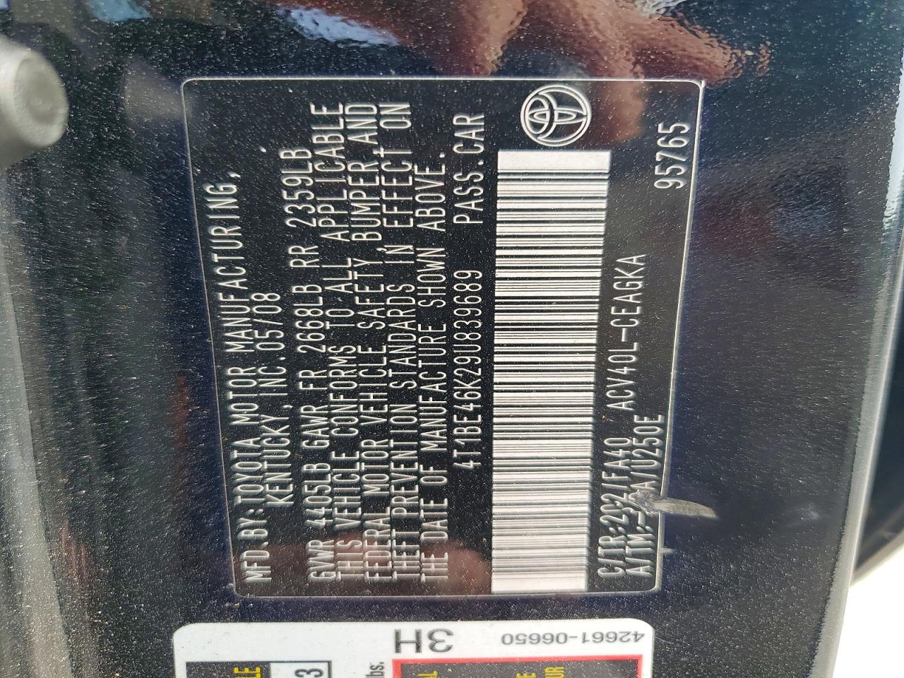 2009 TOYOTA CAMRY