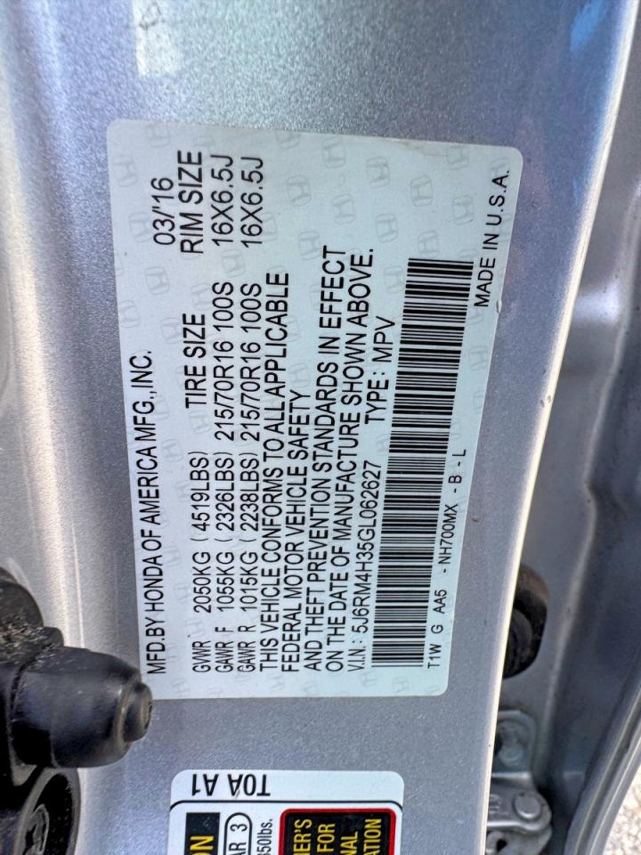 2016 HONDA CRV