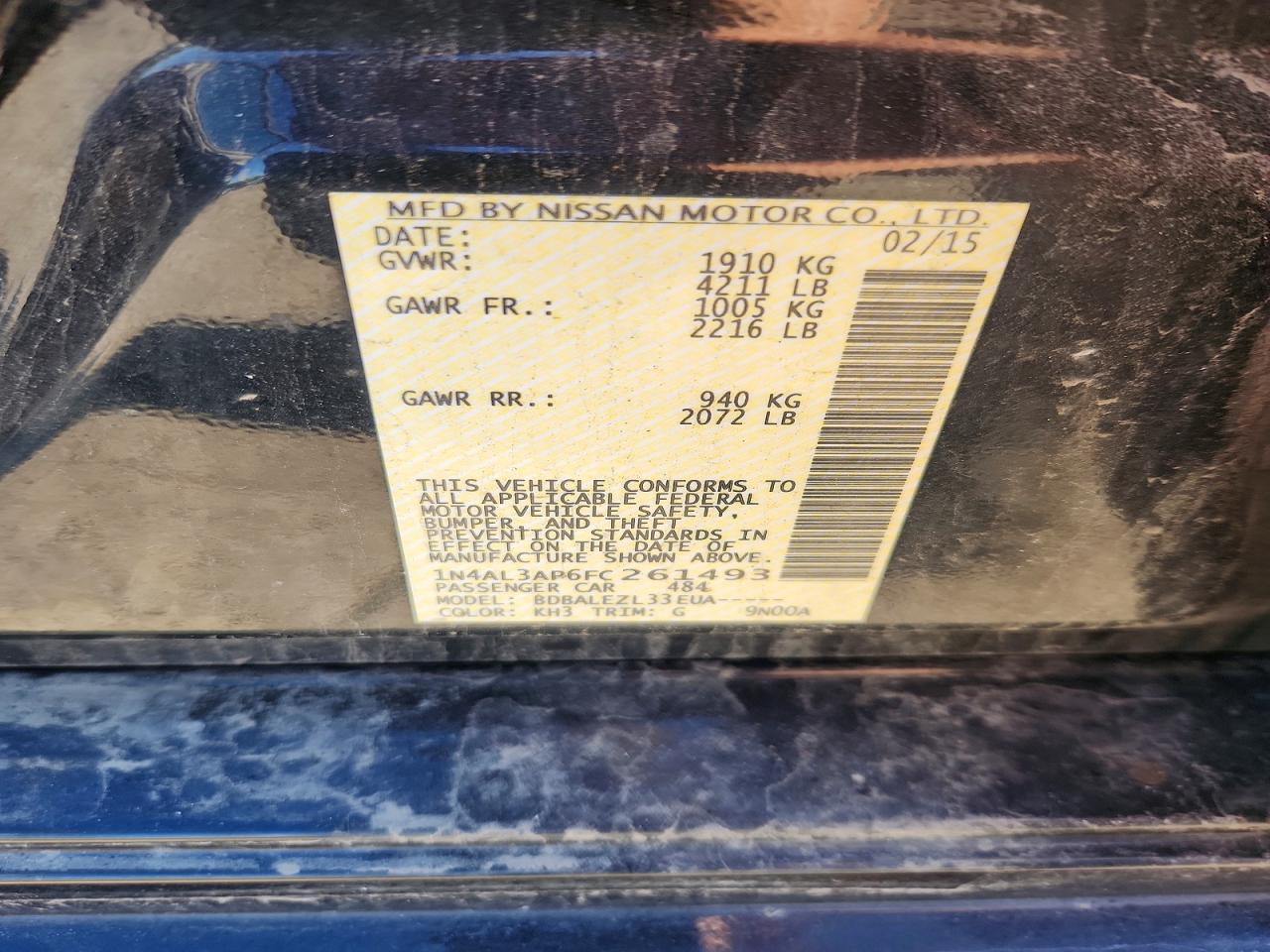 2015 NISSAN ALTIMA