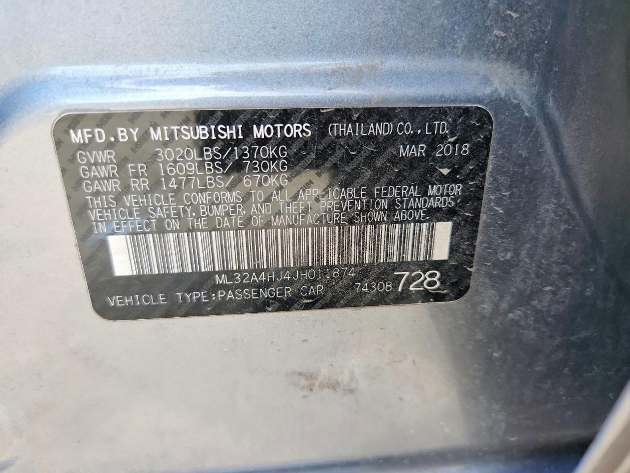 2018 MITSUBISHI MIRAGE