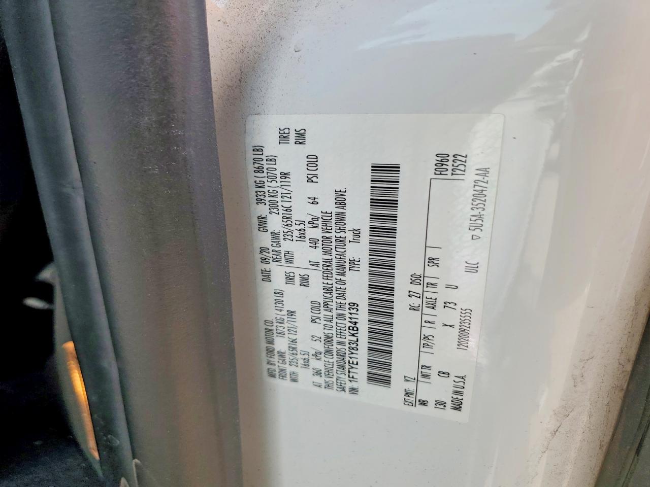 2020 FORD TRANSIT
