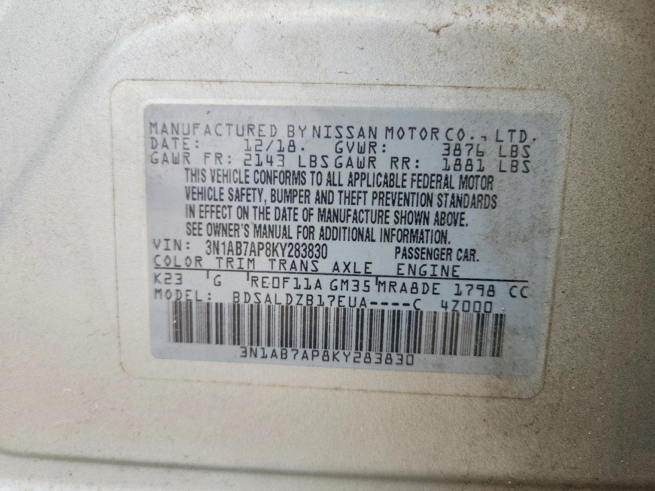 2019 NISSAN SENTRA