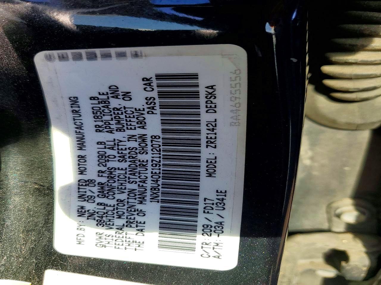 2009 TOYOTA COROLLA