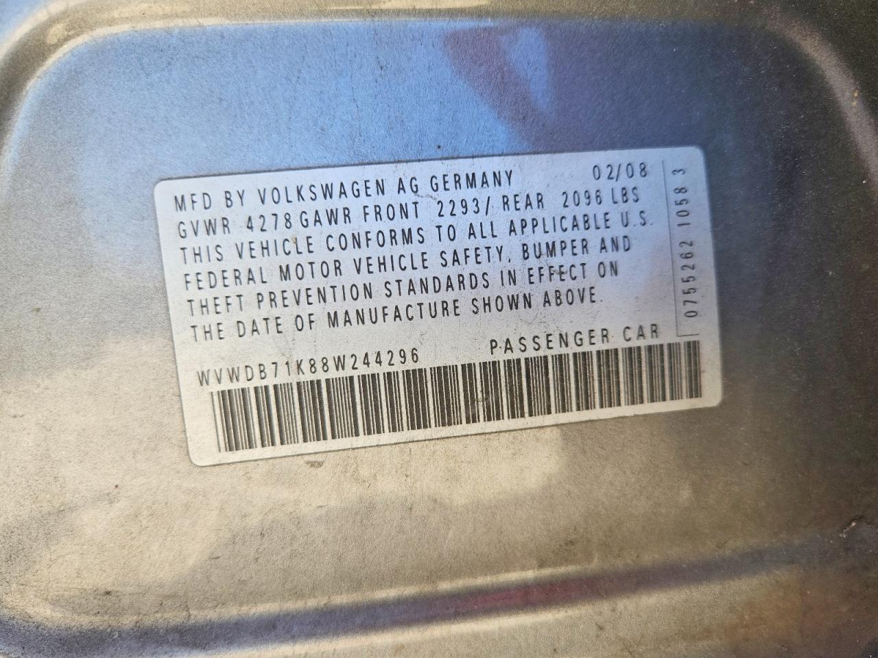 2008 VOLKSWAGEN RABBIT