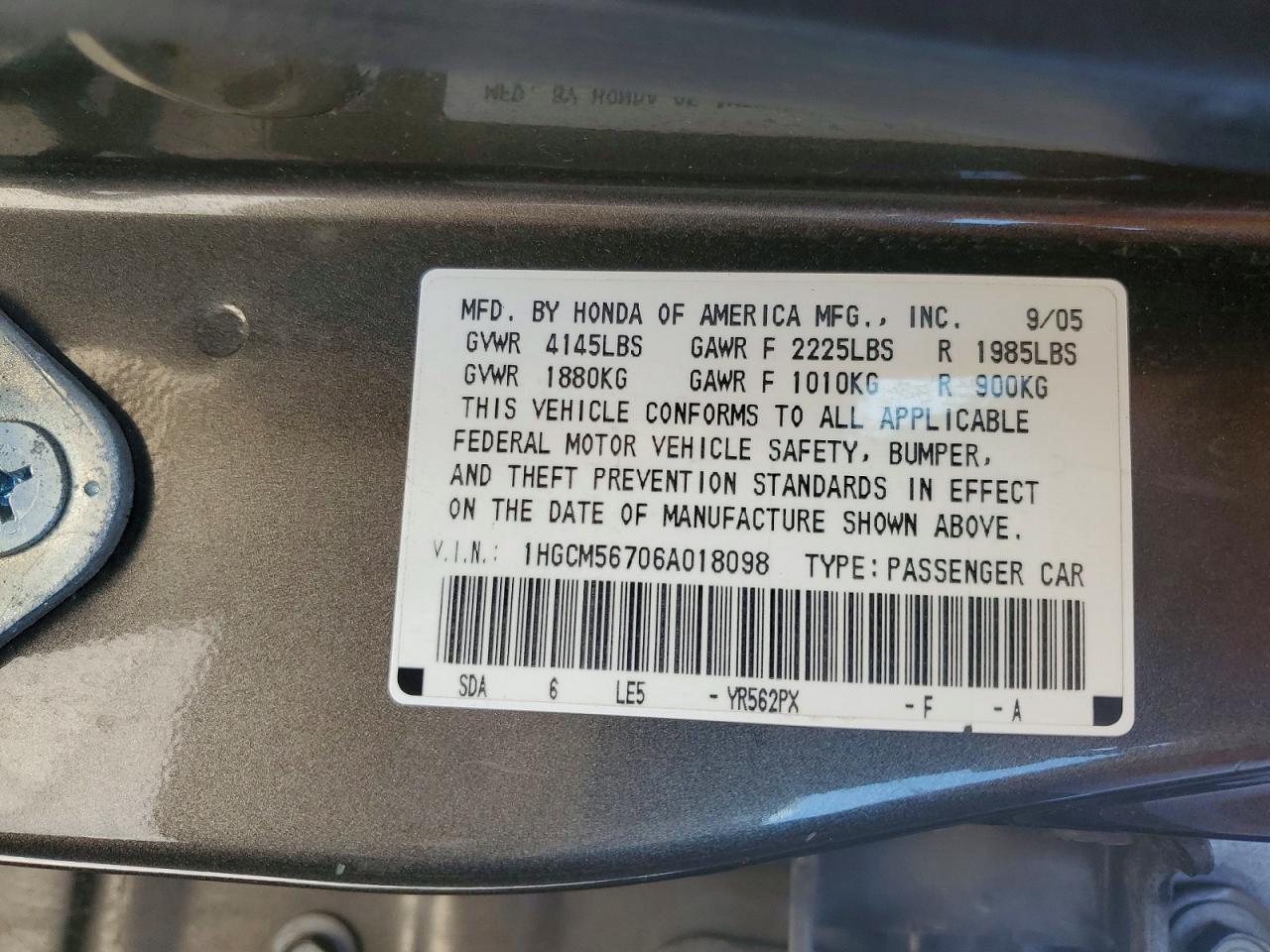 2006 HONDA ACCORD