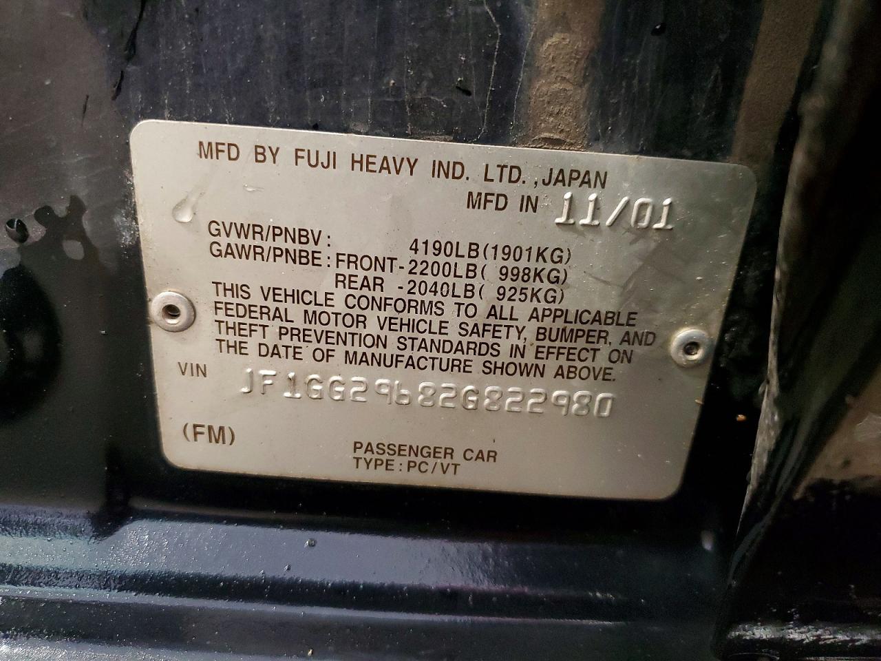 2002 SUBARU IMPREZA