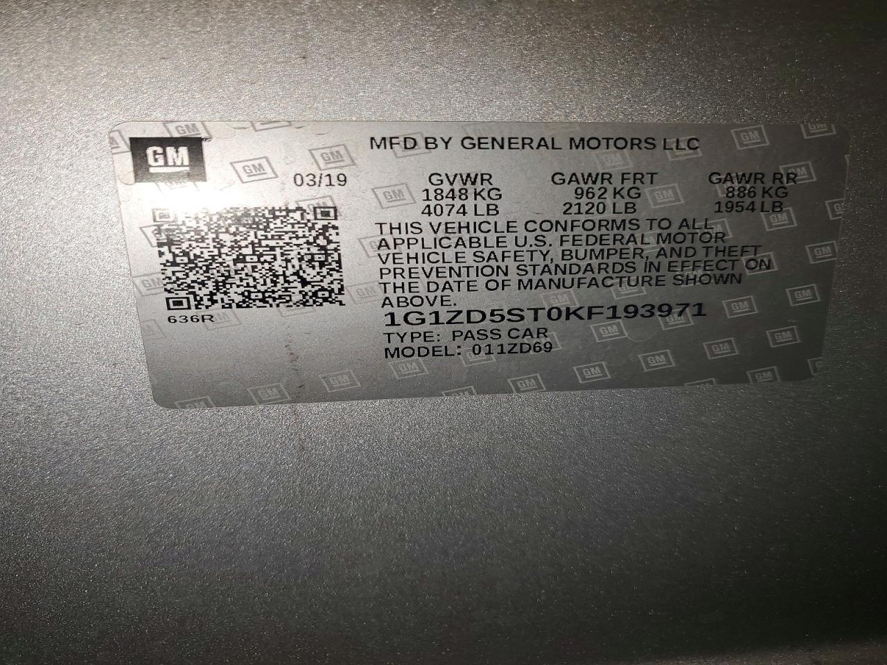 2019 CHEVROLET MALIBU