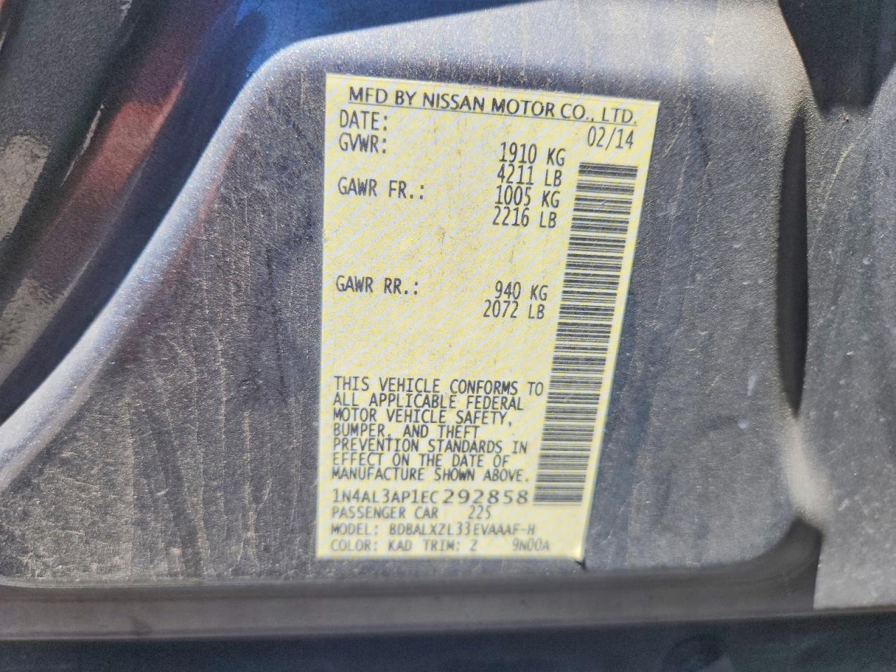 2014 NISSAN ALTIMA