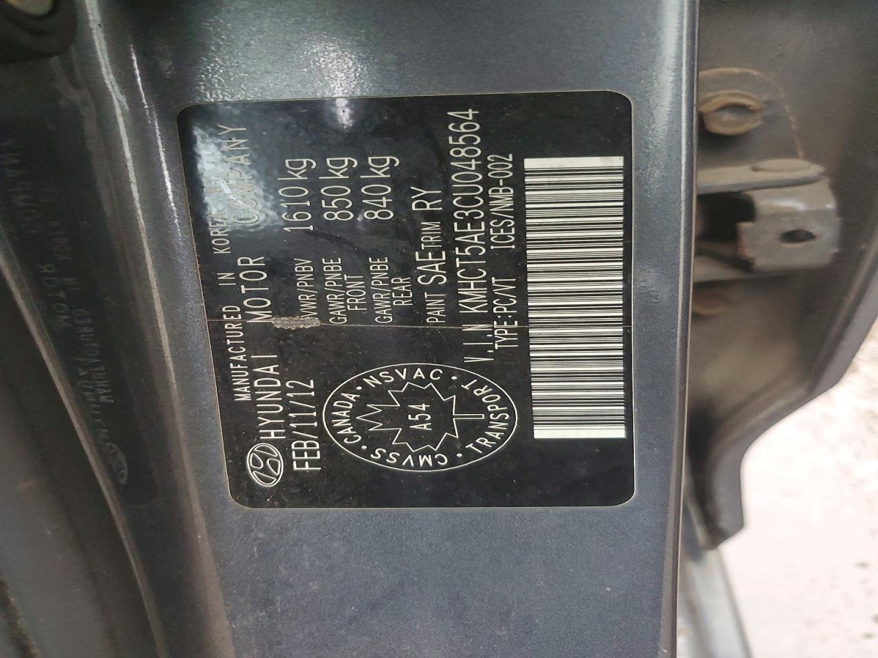 2012 HYUNDAI ACCENT