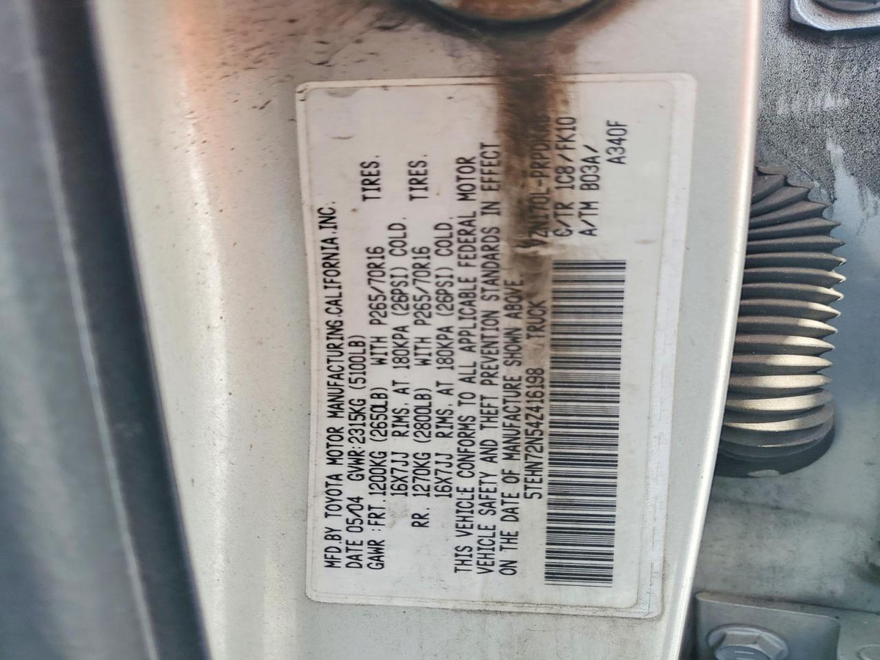 2004 TOYOTA TACOMA
