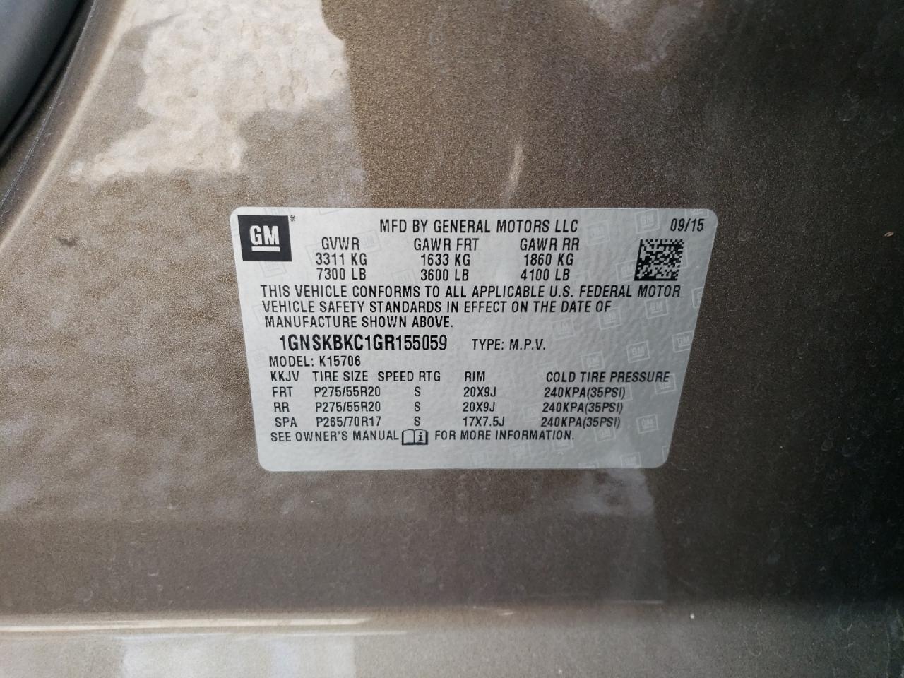 2016 CHEVROLET TAHOE