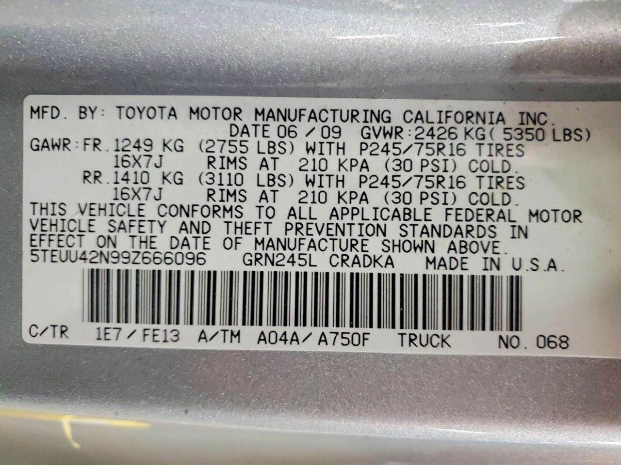 2009 TOYOTA TACOMA