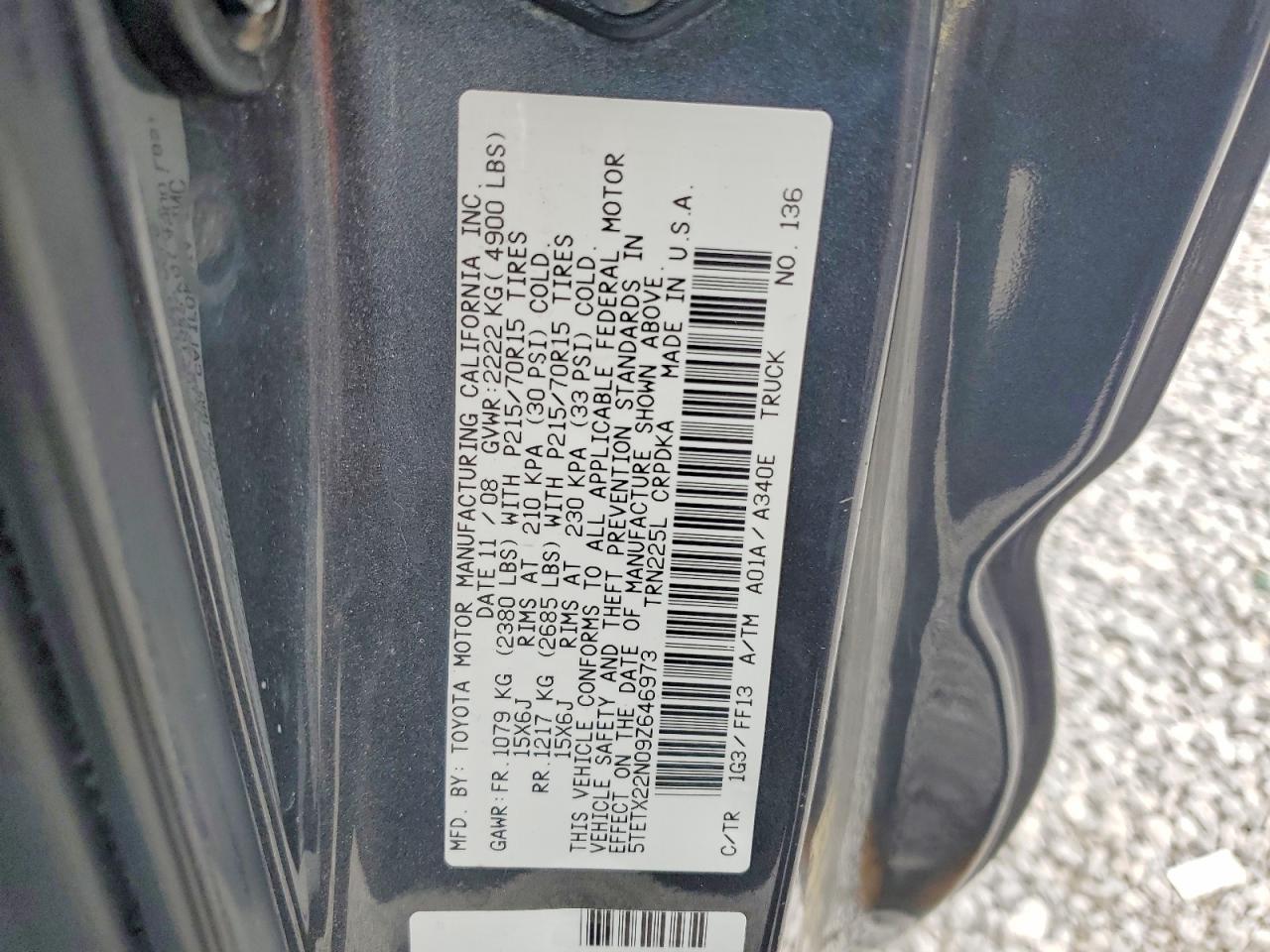 2009 TOYOTA TACOMA