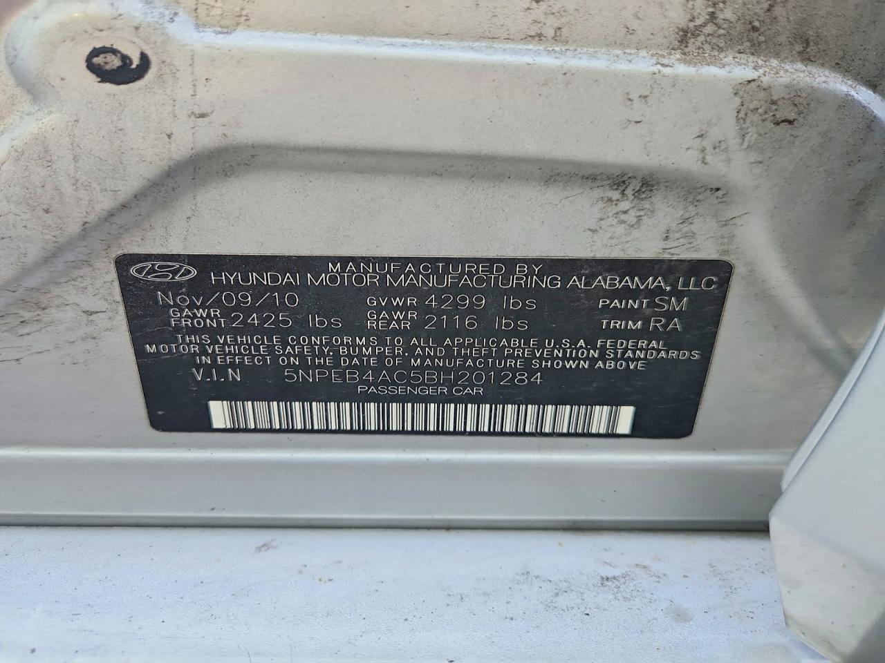 2011 HYUNDAI SONATA