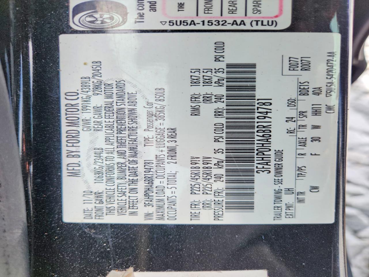 2011 FORD FUSION